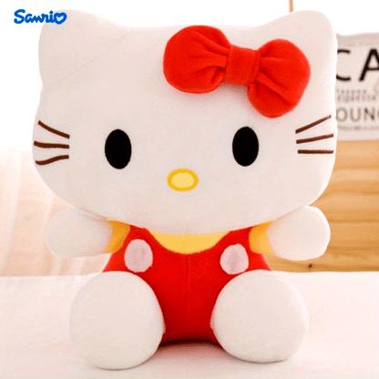 1pc Sanrio for hello kitty Plush Figure - Kawaii Cartoon Stuffed Animal with Red Bow, White & Pink Outfit, Soft Polyester Toy for Birthday, Christmas, New Year, Halloween Gifts, Plush Toys, Holiday Gift Item, Playful Design,