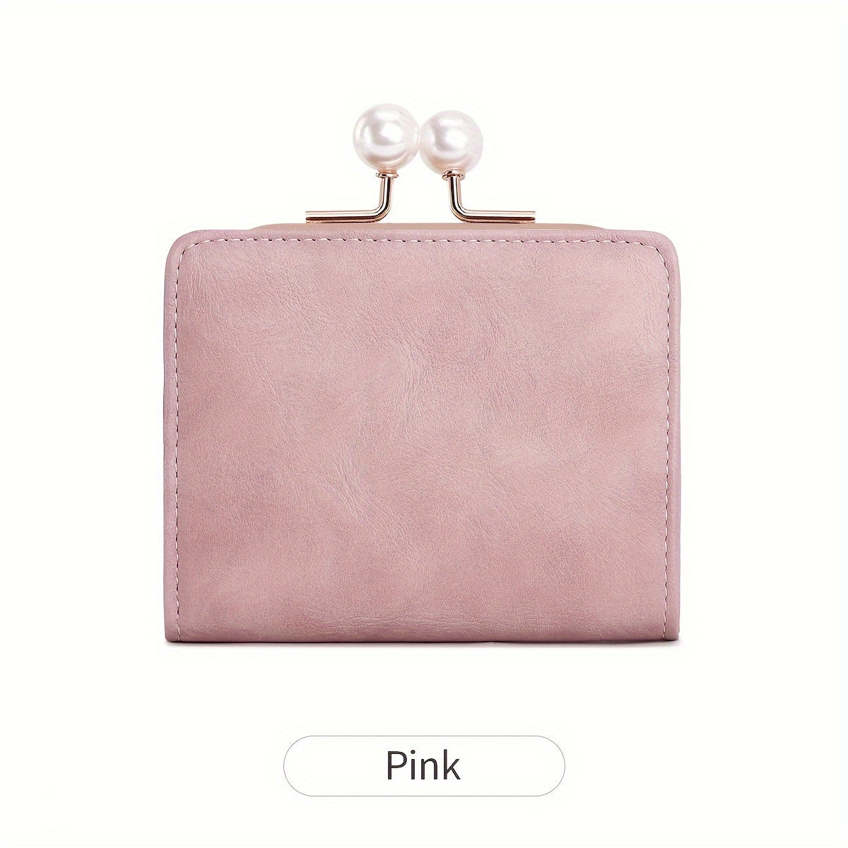 Women's Wallet Short Compact Three Layer LargeCapacity Retro Pearl Wallet High Quality PU Multi Card Seat/Coin ZeroWallet