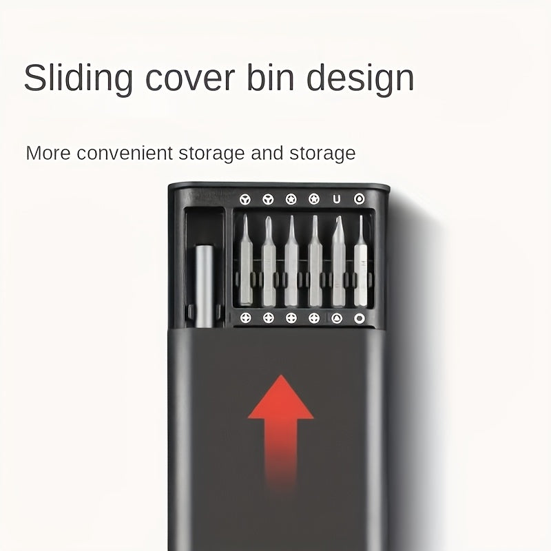 25-In-1 Precision Screwdriver Set for Mobile Phone And Tablet Repairs, Includes Drill Bits, Tweezers, And Pry Tools, Comes with a Portable Storage Case, Essential for Electronic Device Maintenance.