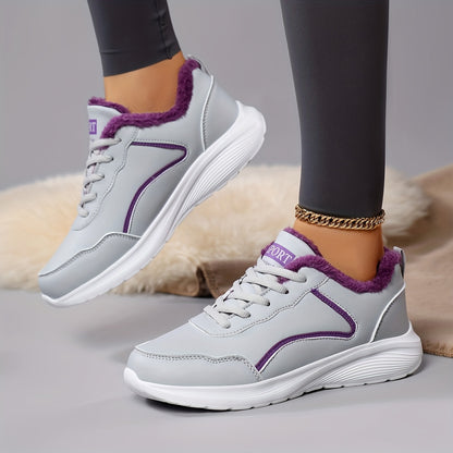 Կանացի ձմեռային ձնագնացքներ - Հաստ պլատֆորմային ներբան՝ լավ բռնման համար, թեթև ցրտադիմացկուն կոշիկներ՝ կապիչով, սահքից պաշտպանող EVA արտաքին ներբան - ամբողջովին սինթետիկ, արհեստական կաշվի նման վերին մաս - տաք, մեկուսացված՝ վազքի, արշավի և այլնի համար