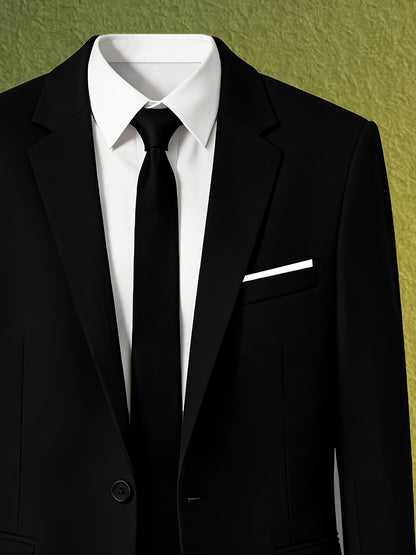 Men's Casual Slim Fit Solid Color Suit Jacket - Lightweight