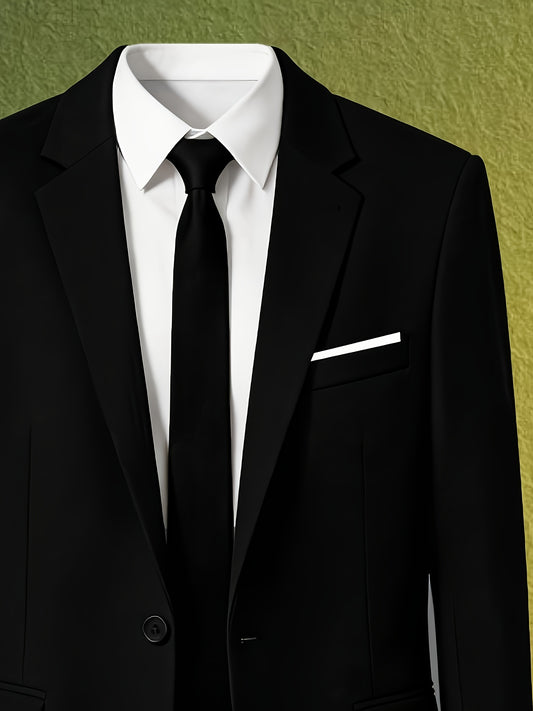 Men's Casual Slim Fit Solid Color Suit Jacket - Lightweight