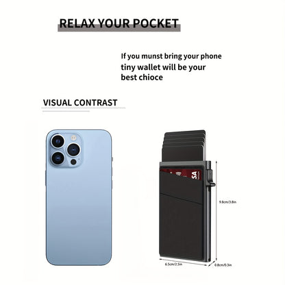 Simple RFID Blocking Aluminum Alloy Credit Card Holder with Money Bag for Men