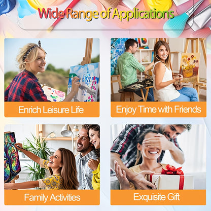 1pc Beginner DIY Adult Paint by Numbers Kit - Includes Acrylic Paints, Canvas, 3 Brushes & Instruction Manual | Winter Town Street Scene with Children Skiing and Snowboarding in a House Full of Decorations| 40x50cm/15.7x20in