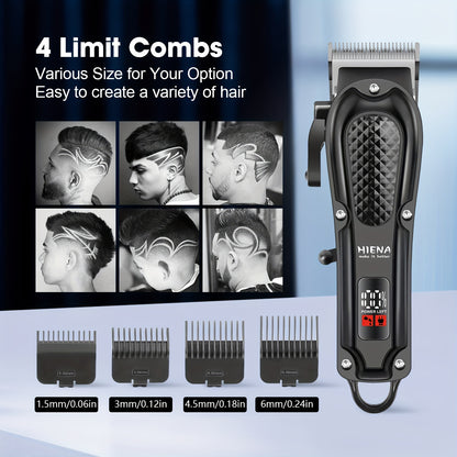 Men'S Professional Electric Digital Hair Clipper | Cordless USB Interface, ABS Plastic Body, Rechargeable Battery, Includes Limit Comb, Ideal for Father'S Day and Holiday Gifts