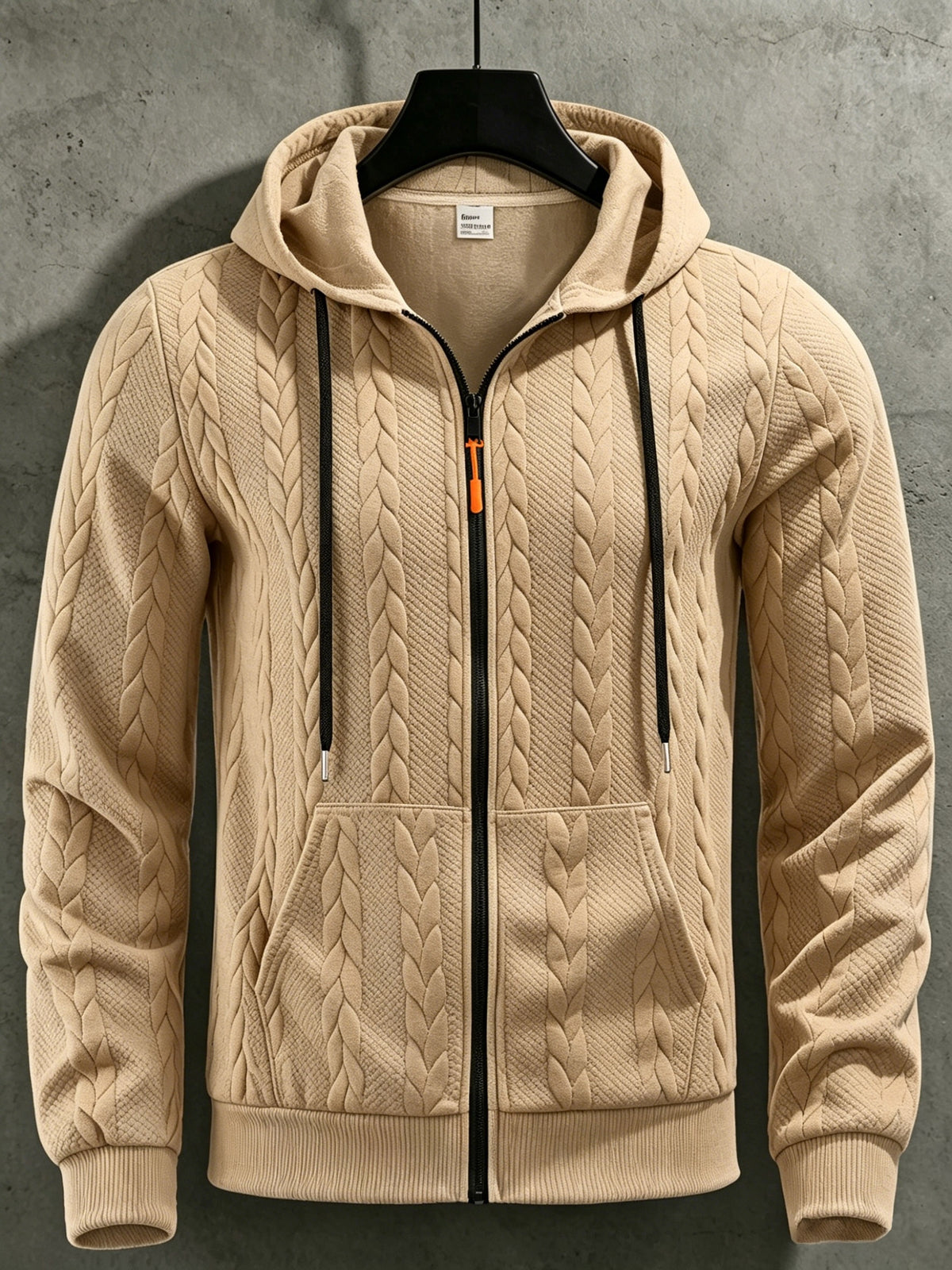 Men's Cable Knit Hooded Jacket Casual Fall Winter Outerwear