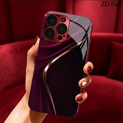 Women's Deep Red Tempered Glass Phone Case Full Coverage
