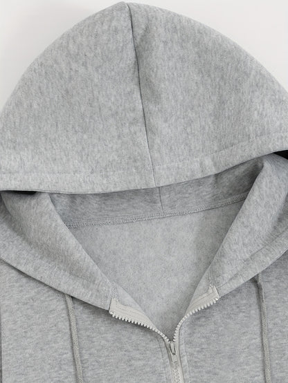 Women’s Short Hooded Zipper Sweatshirt with Geometric Print