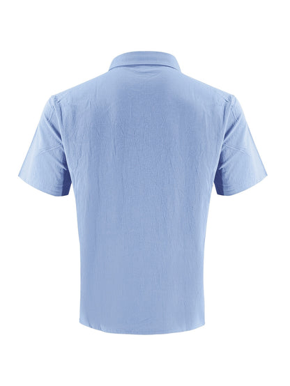 Men's Summer Linen Shirt and Long Pants Set Casual Loose Fit