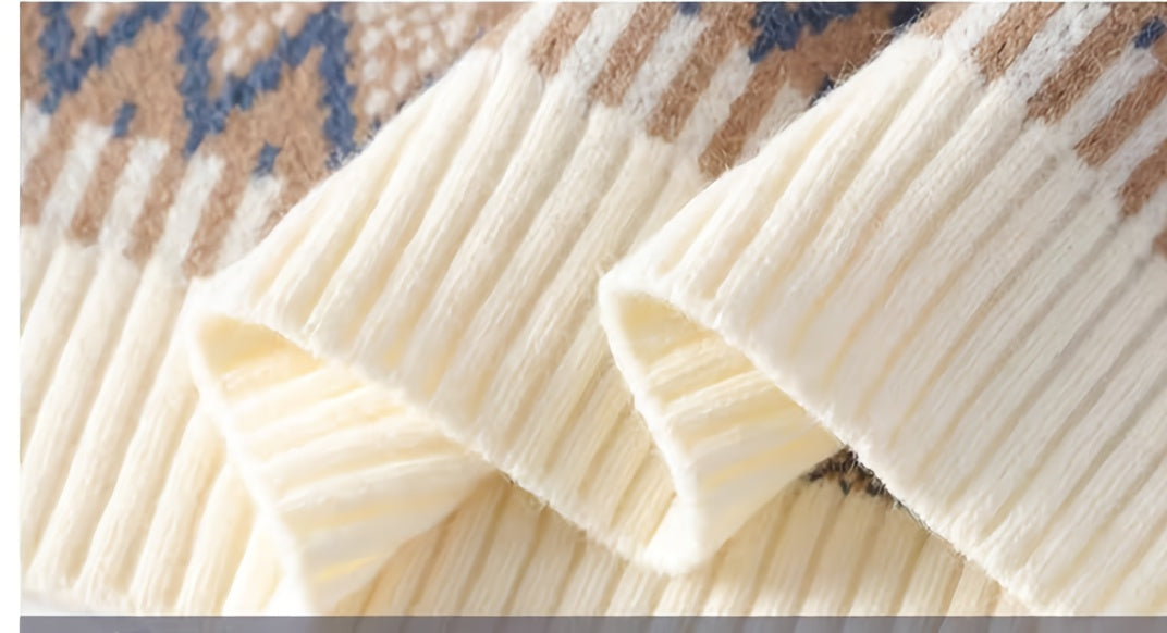 Նոր տղամարդու սվիտեր աշնան և ձմռան համար, խիտ և բազմակողմանի տրիկոտաժ դեռահասների համար, որը ներկայացնում է նորաձև զույգերի ոճը