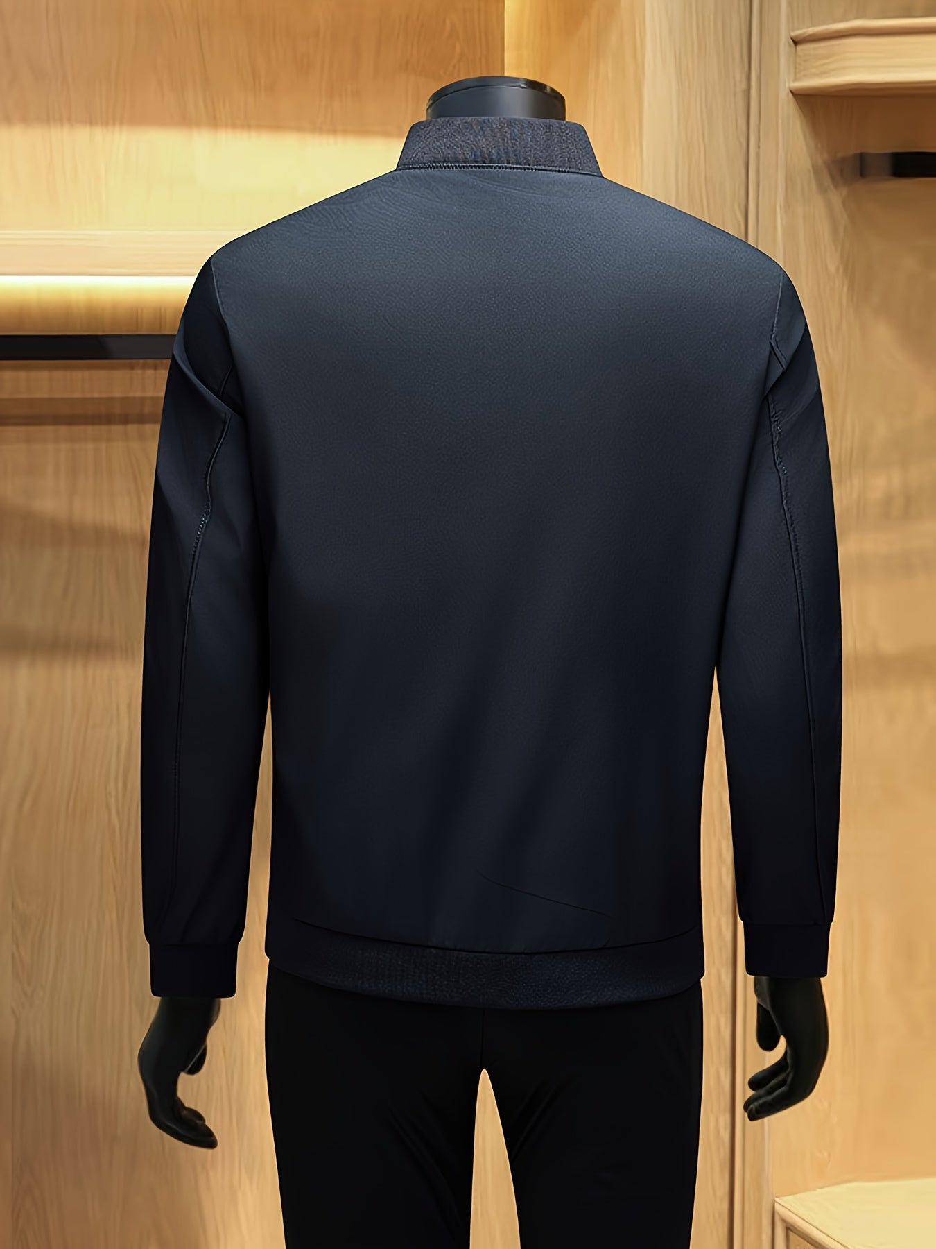 Men's Solid Burgundy (or other colors available) Slim-Fit Full-Length Zip-Up Jacket - Lightweight Business Casual Coat with Full-Length Zipper Closure, White Collar & Full-Length Zip Jacket for Office, Semi-Formal & Semi-Prof