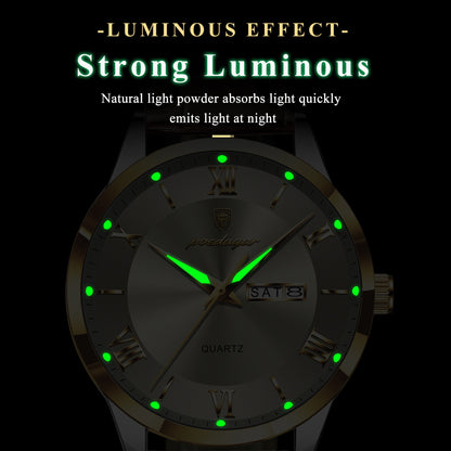 Men's Casual Quartz Watch with Luminous Dial & Date