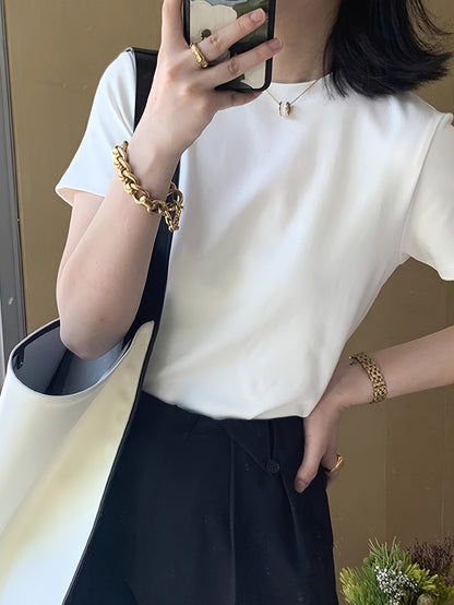 Women's High Elasticity Short-Sleeve Cotton T-Shirt Y2K Style