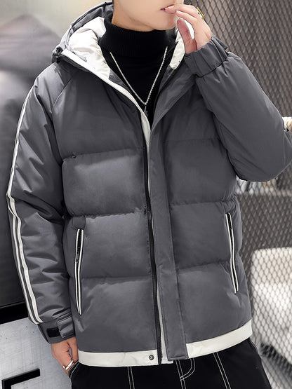 Men'S Heavyweight Winter Hooded Jacket - Thermal Insulated Cold Weather Coat with Zipper Closure, Long Sleeve Outerwear for Hiking, Skiing, Thick, Hiking Gear, Sleek Design, Durable Construction, Outdoor Enthusiasts