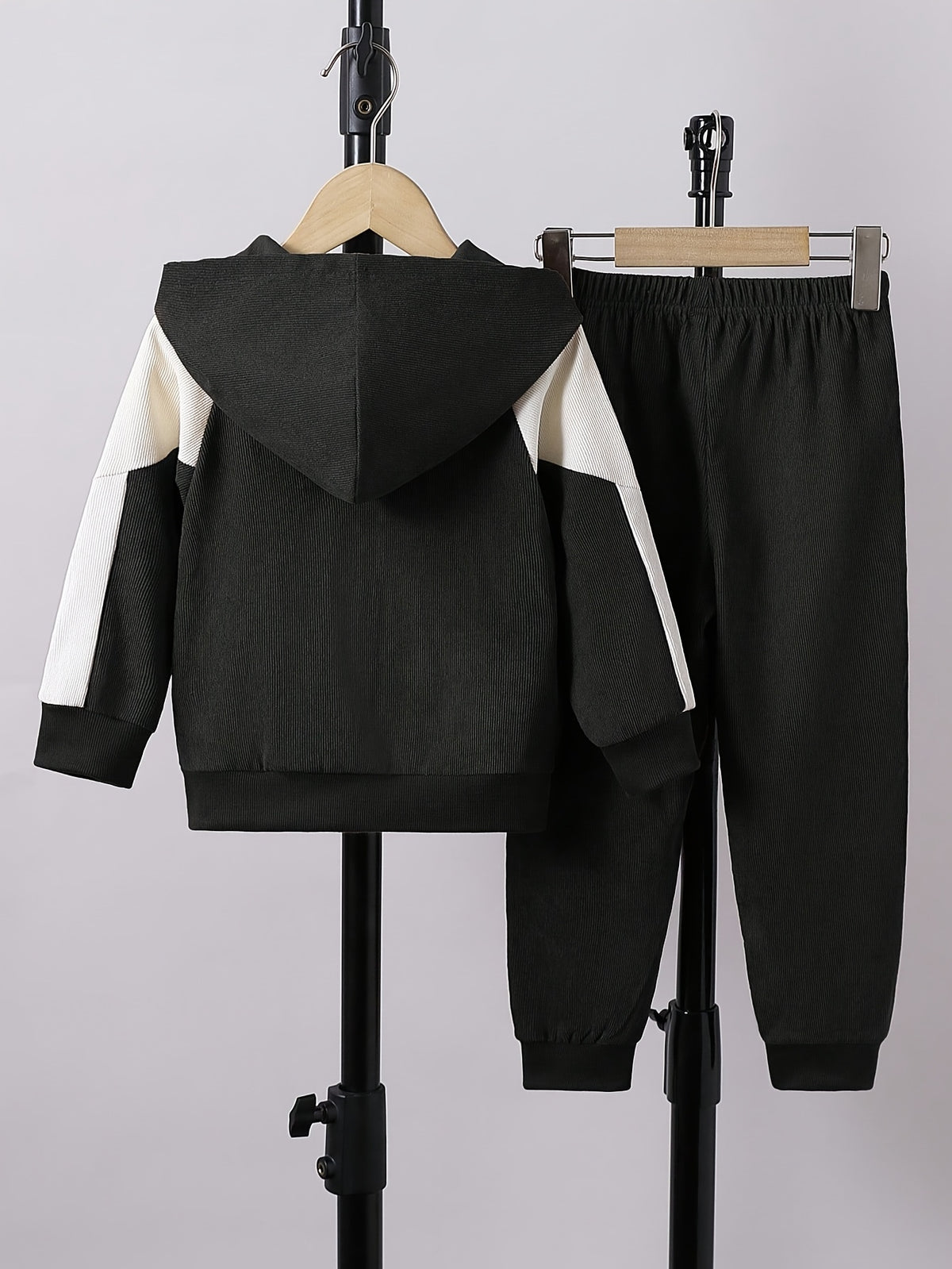 Boys' Casual Hooded Zip-Up Jacket & Pants Set for Spring/Fall - ayq