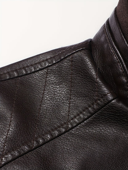 Men's Stylish Burgundy Jacket - Fall/Winter Trendy Stand Collar Biker Jacket with Multiple Zippered Pockets, Casual Design for Casual Attire, Fall Jacket | Modern Casual Jacket | Glossy Finish Jacket - ayq
