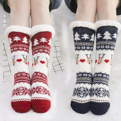 2 Pairs of Extra Thick Fleece-Lined Christmas Socks, Double Warmth and Comfort with Non-Slip Design for Indoor Use by Men & Women - Perfect Gift Idea, Winter Socks For Women, Socks For Women Winter, Christmas Fleece Socks, Be