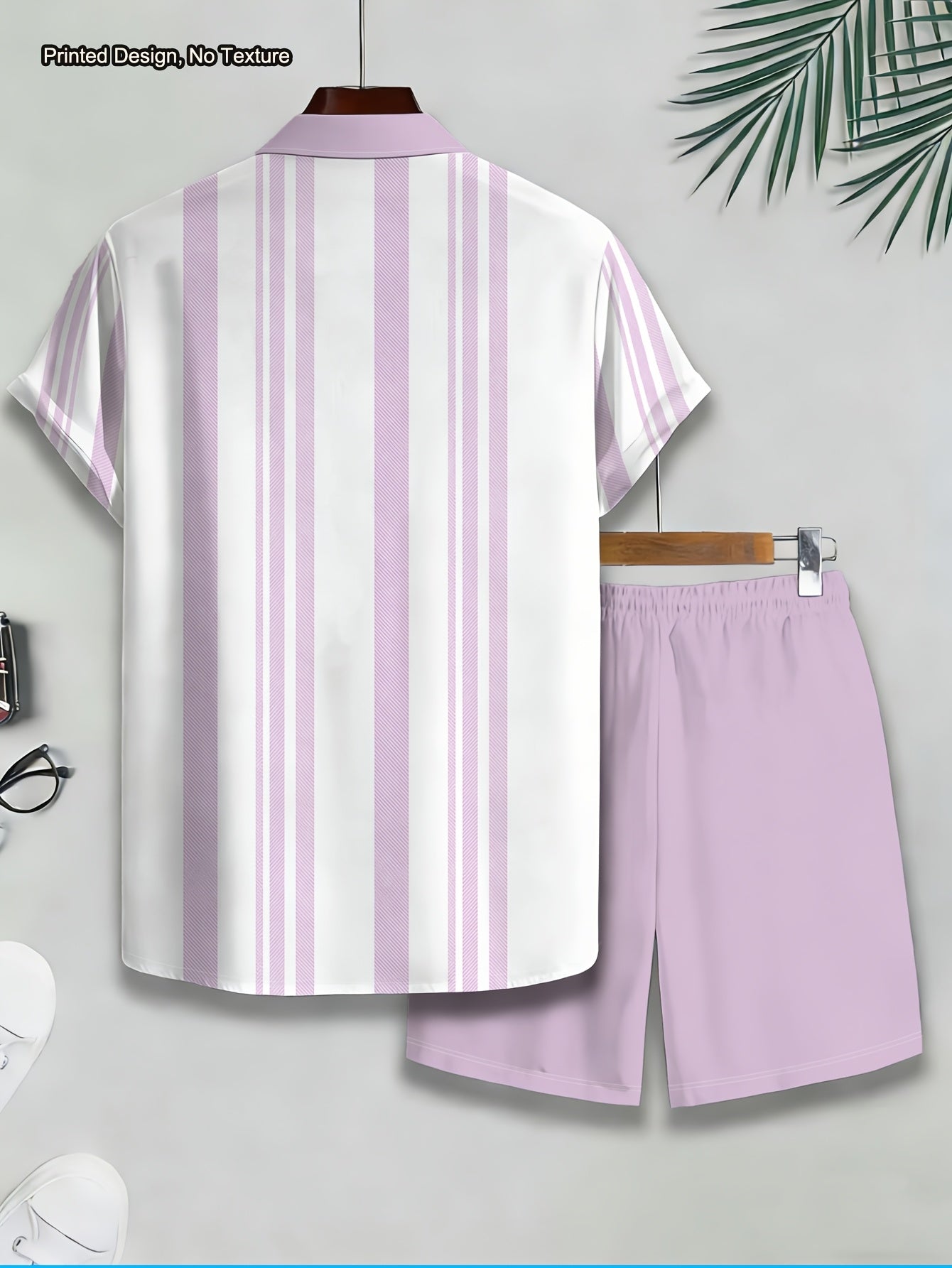 Men's Casual 2-Piece Striped Shirt & Shorts Summer Set