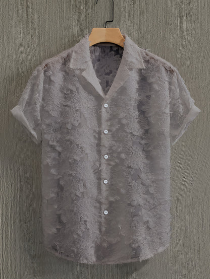 Men's Casual Short-Sleeve Polyester Shirt for Spring and Fall
