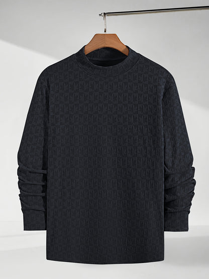 Տղամարդու երկարաթև մարզաշապիկ կիսաբարձր օձիքով, առօրյա ժակարդե հիմք վերնաշապիկի համար, աշնանային և ձմռան համար նախատեսված ոճային և բարձրորակ վերնաշապիկ