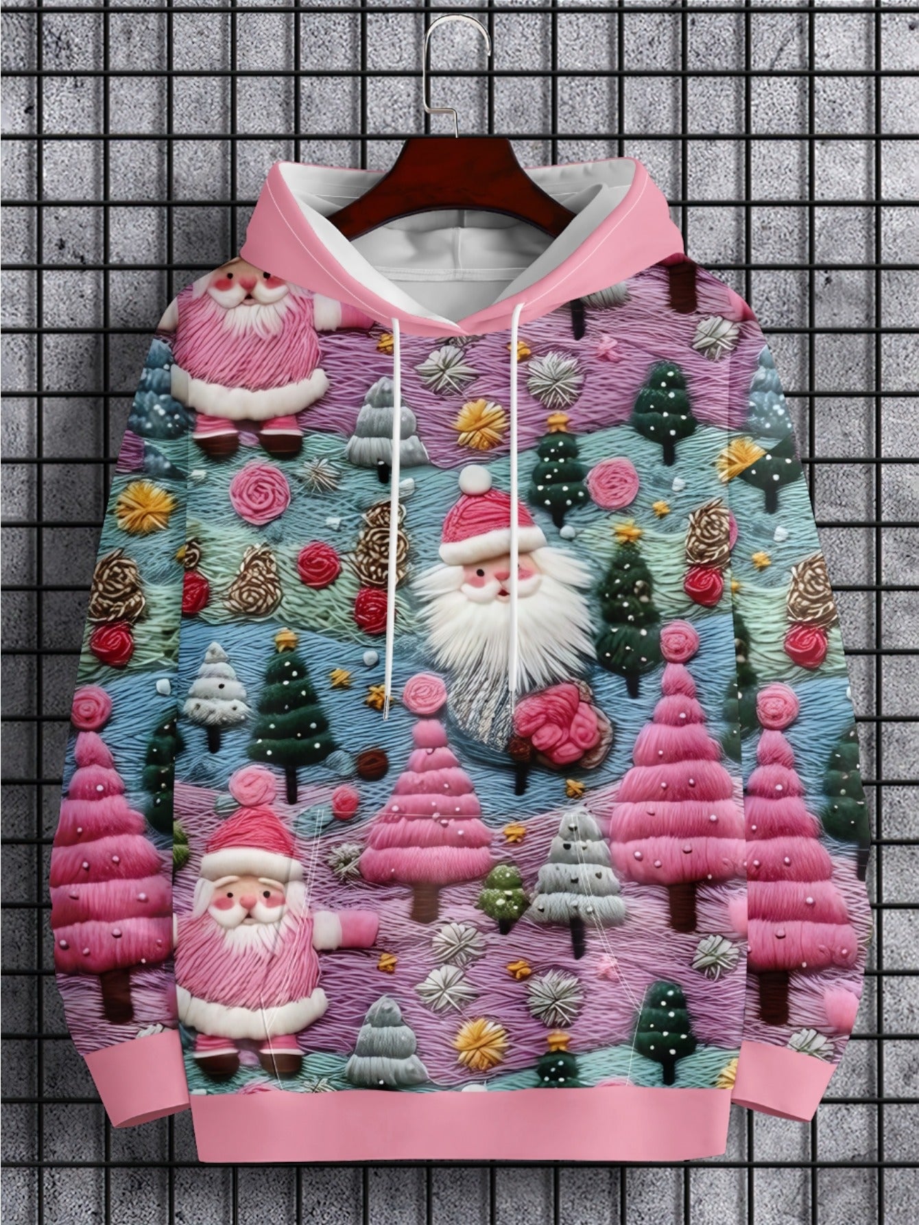 Men's Christmas Hooded Sweatshirt with Santa Reindeer Snowflake Print Hoodie - Loose Fit Long Sleeve Pullover Sweater for Holiday Parties, Winter Clothing & Casual Wear - Machine Washable Festive Attire, PLUS SIZE