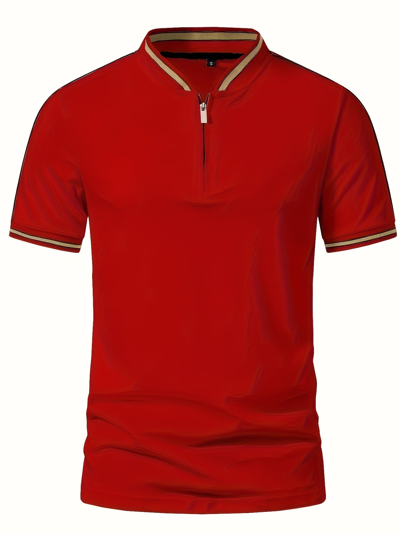 [T-Shirt] Men's Summer Casual Short Sleeve T-Shirt - Breathable Mesh Crew Neck Henley Style Zip Placket, Breathable Fabric, Dry Cleanable Regular Fit Outdoor & Casual Attire, Loose Style, Zip Front Design, Easy Care, Zip Shir - ayq