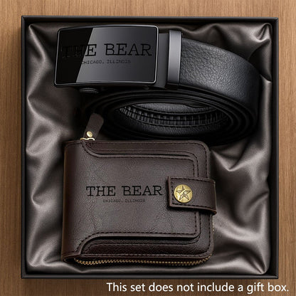 A 2pcs Men'S Belt And Wallet Set from THE BEARSEST Series, Featuring Exquisite Printed Designs. This High-End And Elegant Combination Is Essential for Business Occasions. A Stylish Item Suitable for Both Men And Women, Perfec
