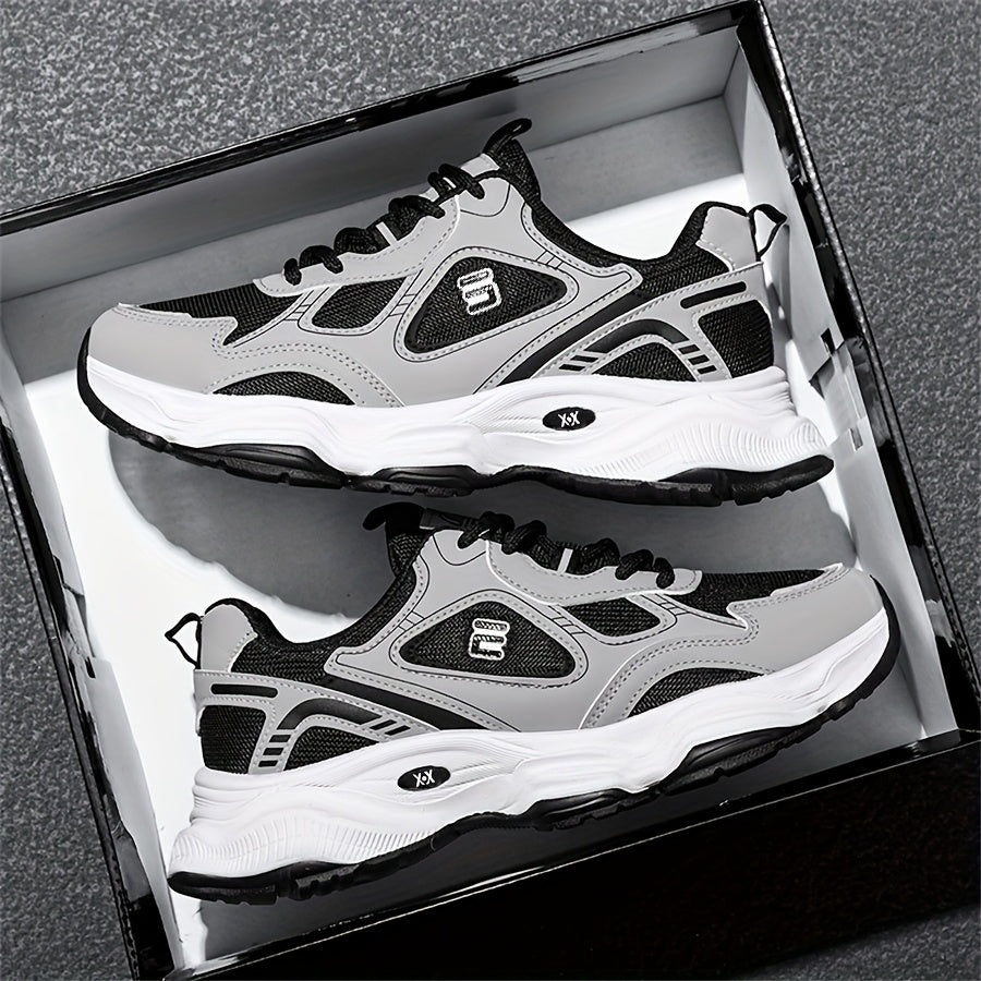Men'S 2025 New Fashionable Low-Top Sneakers with Thick Sole - Non-Slip, Outdoor Casual Shoes for Teenagers and Young Adults, White and Golden Accents, All-Season Comfort, Casual Footwear   Modern Sneaker Design   Rubber Base