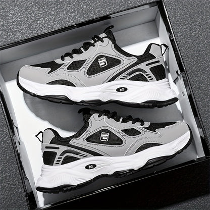 Men'S 2025 New Fashionable Low-Top Sneakers with Thick Sole - Non-Slip, Outdoor Casual Shoes for Teenagers and Young Adults, White and Golden Accents, All-Season Comfort, Casual Footwear   Modern Sneaker Design   Rubber Base