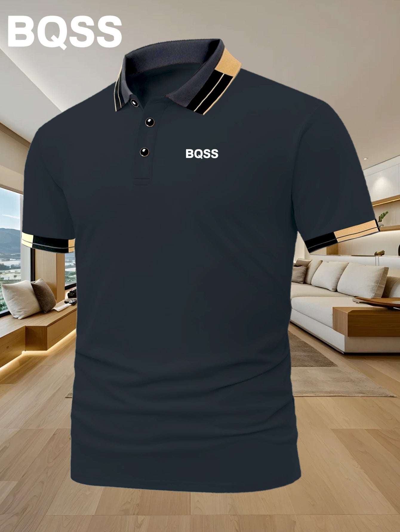 Classic BQSS Print Men'S Polo Shirt | Simple and Fashionable, High-end Fabric, Suitable for Daily Leisure and Fitness, Summer Season, Short Sleeve, Regular Fit - ayq