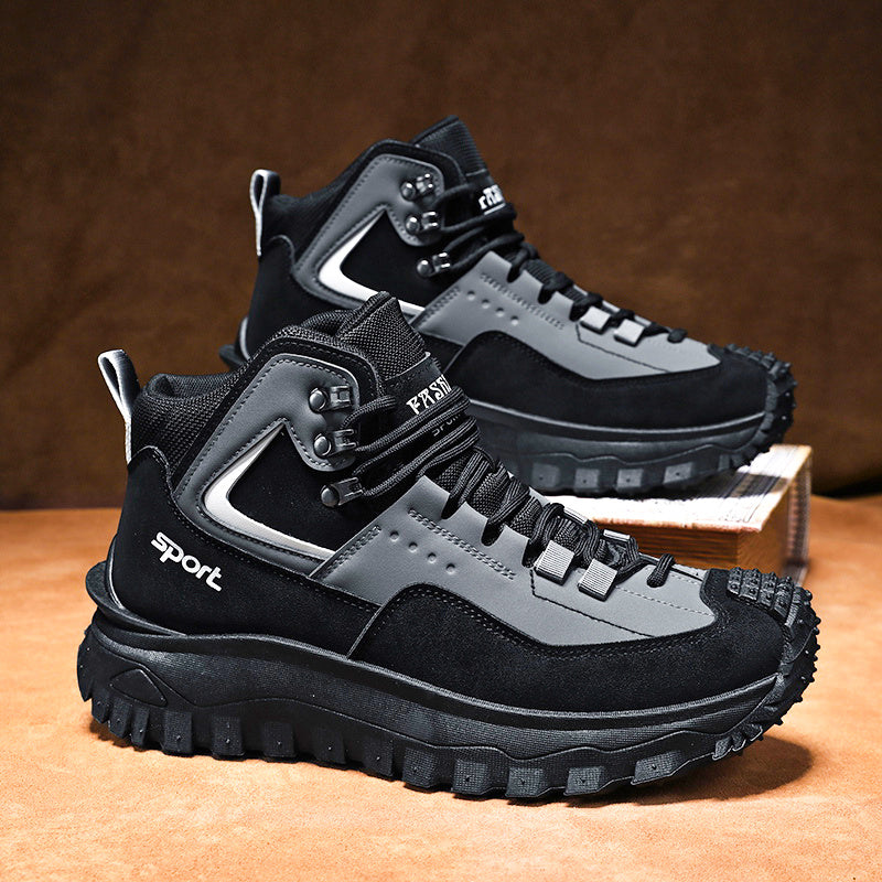 Men's Slip-Resistant Mid-Calf Outdoor Boots with PVC Sole