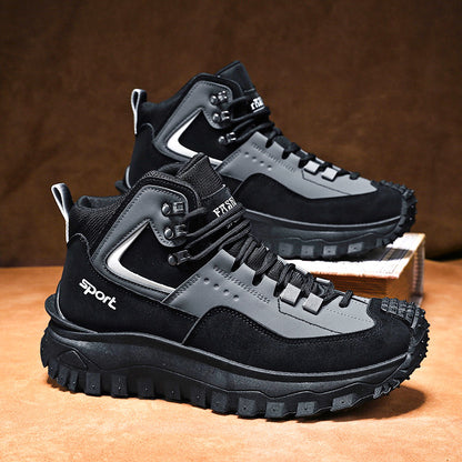 Men's Slip-Resistant Mid-Calf Outdoor Boots with PVC Sole