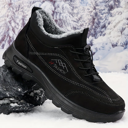 Men's Warm and Comfortable Winter Snow Shoes - Non-Slip Ankle Boots for Outdoor Hiking and Trekking with Plush Lining
