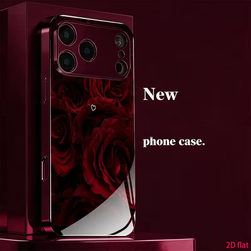 Luxury Wine Red Acrylic Phone Case for iPhone 15-18 Series