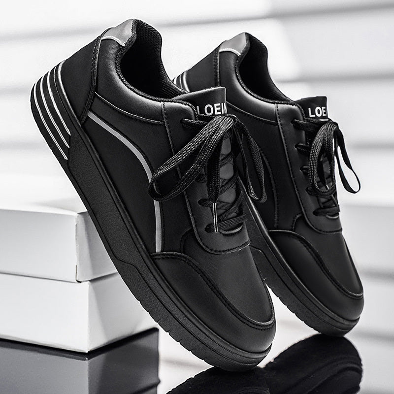 LOEIKAN Men'S Casual Comfortable Lightweight Sports Walking Business Shoes | Low-top, Lace-up Closure, Faux Upper, PVC Sole, Solid Color with Herringbone Pattern, Round Toe - ayq
