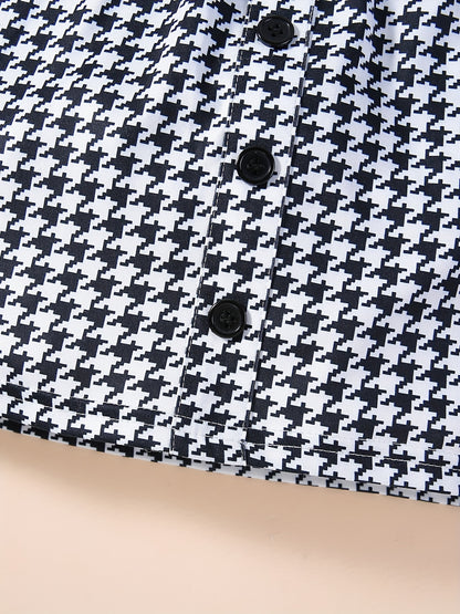 Youngsters Girls Ruffle Tee &amp; Houndstooth պրինտ կիսաշրջազգեստ և գլխարկ