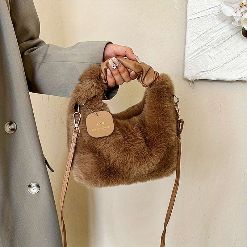 Գեղեցիկ փափուկ, կրծկալով պայուսակ կանանց համար, ոճային և բազմակողմանի՝ աշնան և ձմռան համար