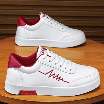 Men's White Casual Canvas Lace-Up Sneakers for All Seasons
