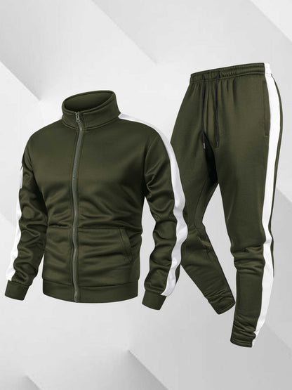 Men's Casual Athletic Tracksuit Set with Stretch Polyester
