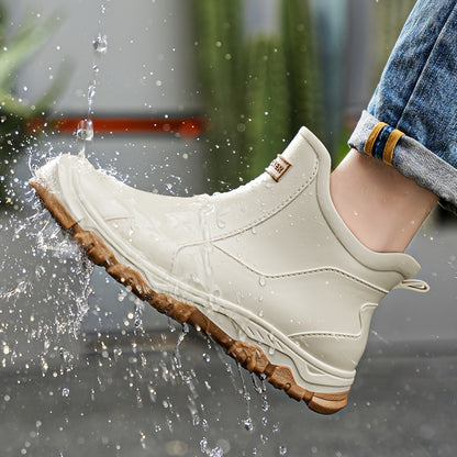Men's Outdoor Waterproof PU Rain Boots with Rubber Sole