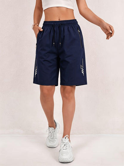Women’s Quick-Dry Athletic Shorts with Zipper Pockets - Summer Fitness