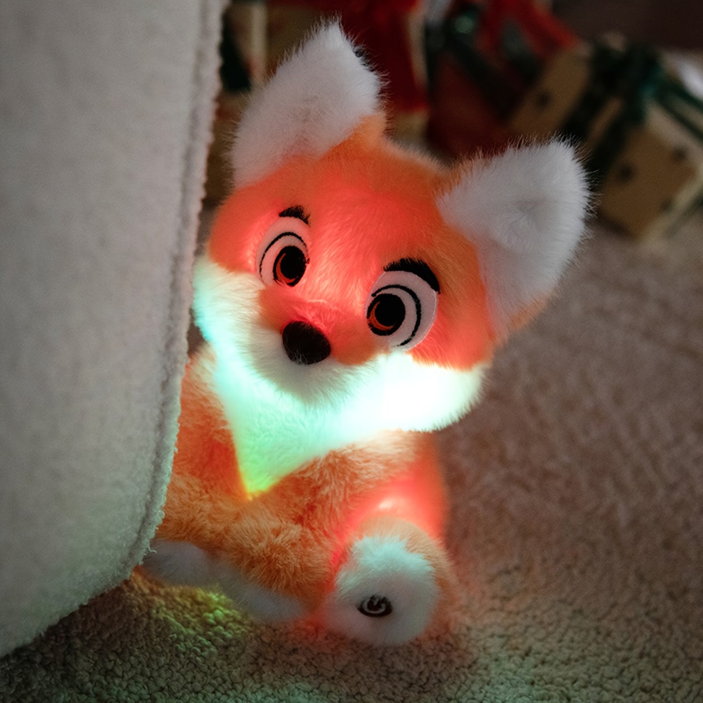 Լուսավորված փափուկ աղվեսի խաղալիք – փափուկ խաղալիք LED լույսով, սիրուն գիշերային լույս սենյակի ձևավորման և հարմարավետության նվեր