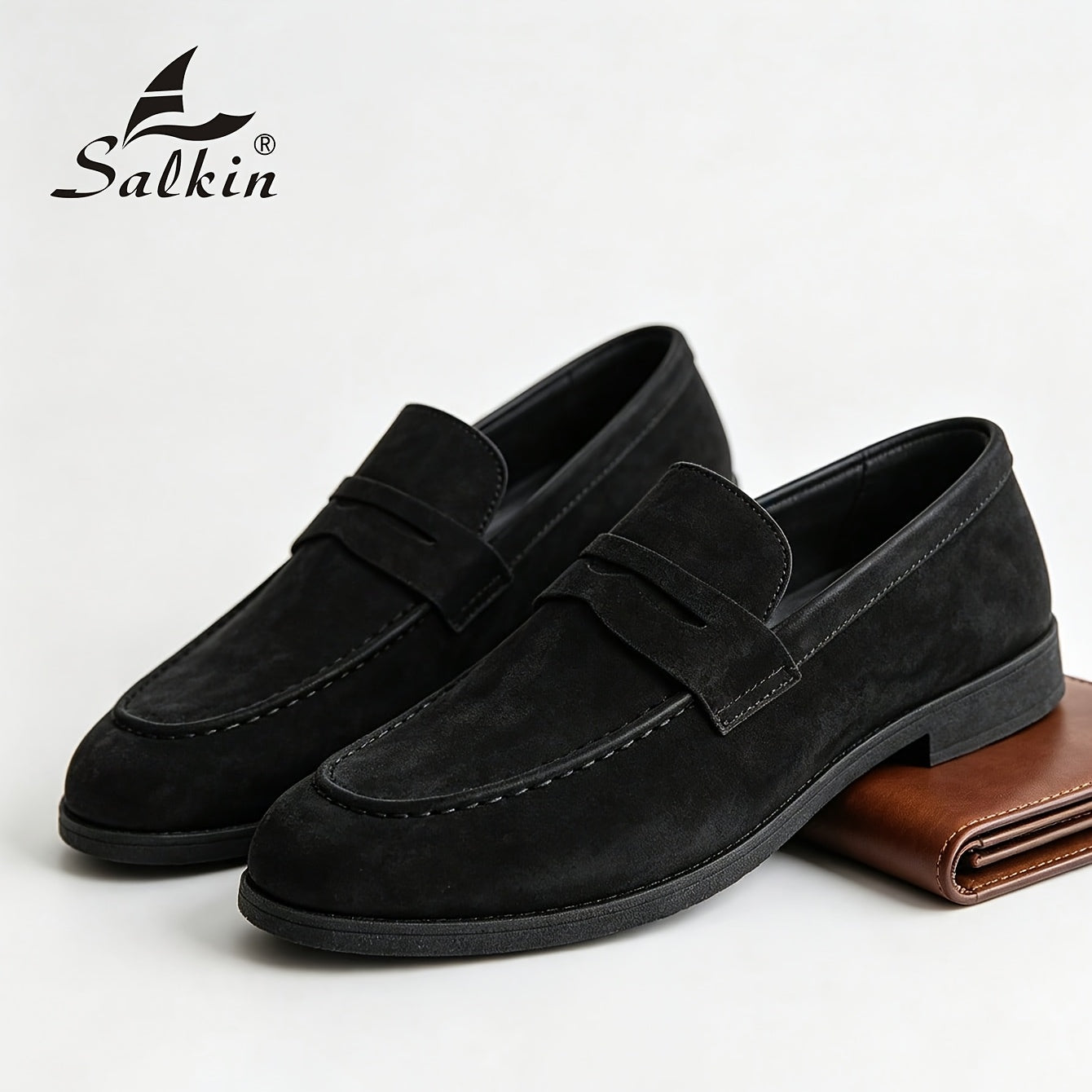 Men's PU Slip-On Loafers with Thick Sole and Round Toe