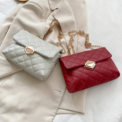 Բազմակողմանի ռոմբուսային կանացի պայուսակ, նորաձև վինտաժային շղթայական ուսապարկ, ձեռքի պայուսակ