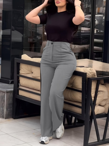 Women's Casual Slim-Fit Solid Color Long Pants