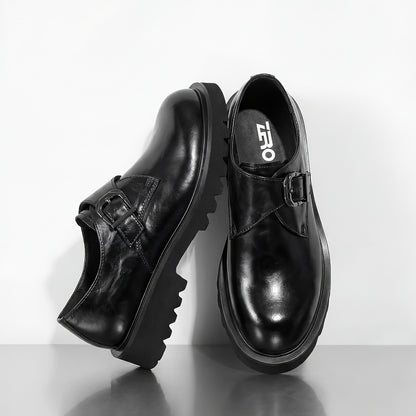 Men's Casual Leather Slip-On Business Shoes with Thick Sole