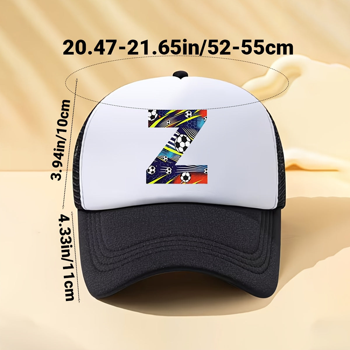 Boys' Breathable Soccer Alphabet Mesh Baseball Cap - Summer Style