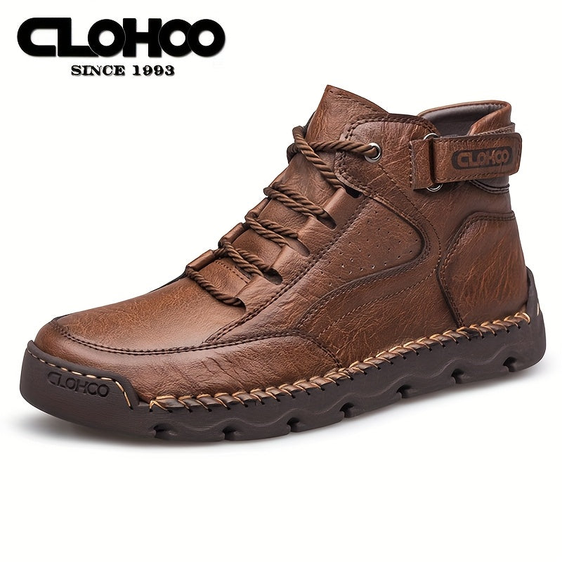 Men's Business Casual High-Top Boots with Rubber Sole