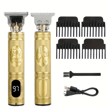 YAIAWISU Men's Cordless Electric Hair Clippers & Beard Trimmer with LCD Screen, USB-Rechargeable Cordless Grooming Kit, T-Blade Trimmer with Guide Comb Suitable for Hair, Shaving, and Scalp Trimming