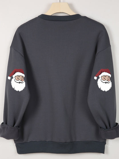 Women'S Glittery Snowman & Santa Hat Print Sweater - Winter Warmth with Red & Snowflakes, Round Neck Casual Sweater for Fall & Winter, Cozy Holiday Outfit For Christmas & New Year's, Christmas Sweater, Seasonal Fashion, Festi